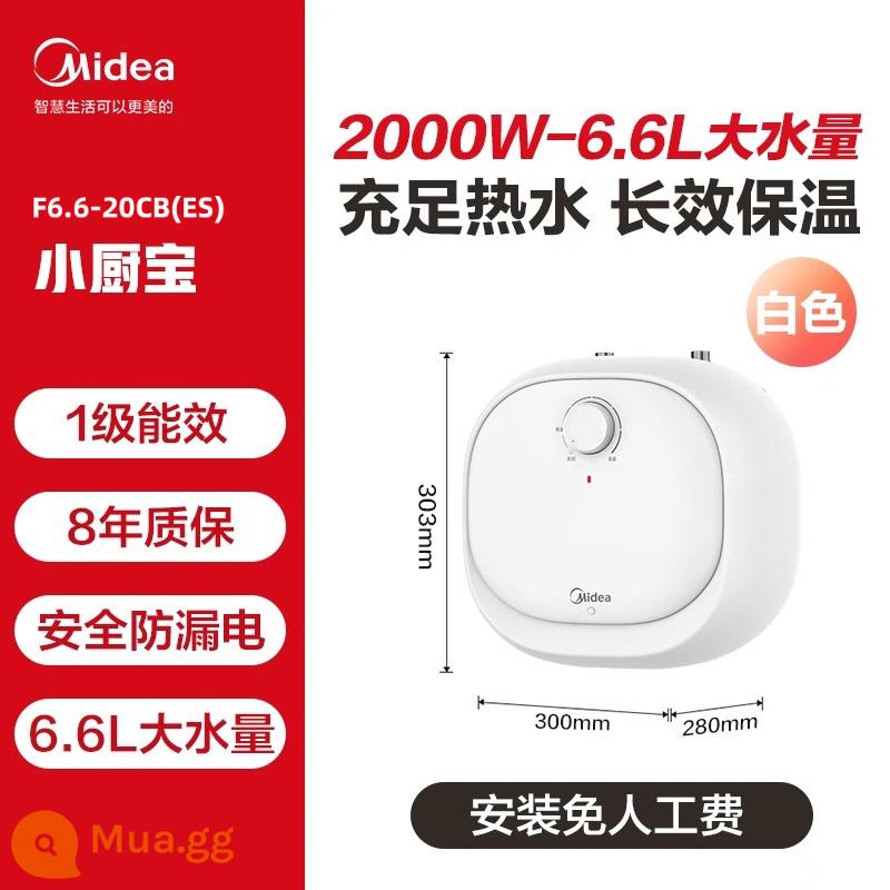 Midea kho báu bếp nhỏ 5 lít Máy nước nóng điện nhỏ lưu trữ nước gia đình tiết kiệm năng lượng làm nóng nhanh phòng thay đồ nhà bếp 6,6 lít - 6.6L Trắng cấp 1 Tiết kiệm năng lượng 2000W