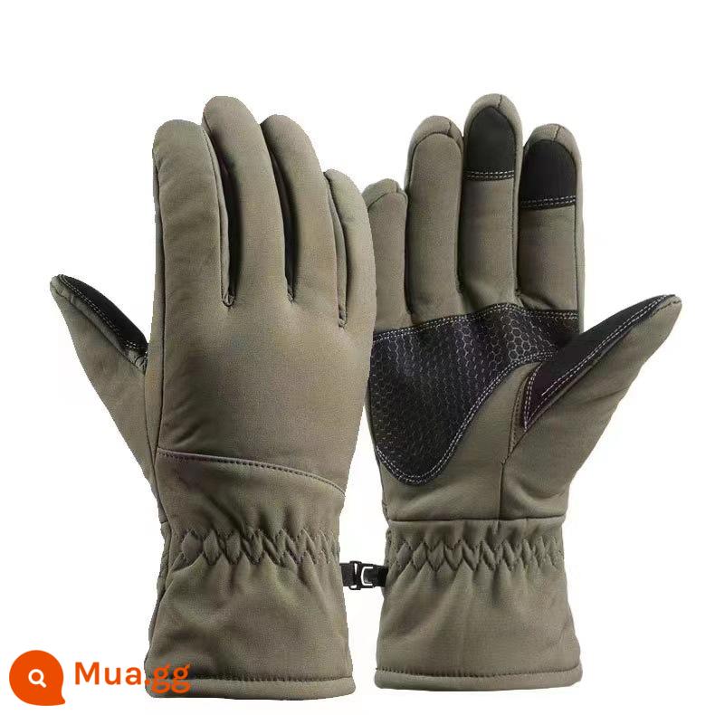 Găng tay trượt tuyết Cross -border Mùa đông Đàn ông Thể thao ngoài trời Đạp xe Waterproof chống Waterproof Waterproof và Velvet Touch Màn hình cảm ứng - màu xanh lá