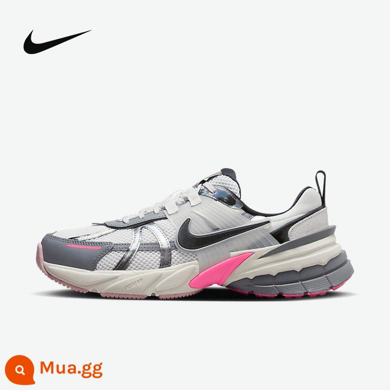 Giày Nike nữ V2K RUN màu bạc retro đế dày bố giày chạy bộ chức năng cho nam FD0736-100 - FZ5061-100 xám bạc trắng/hồng