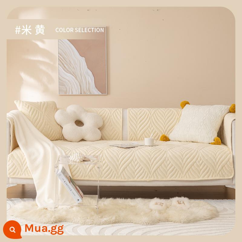 Mùa Đông Sofa Sang Trọng Đệm Dày Pha Lê Nhung Chống Trơn Trượt Đơn Giản Hiện Đại Ghế Sofa Da Mông Đệm Khăn Vải - Ye Man-Beige