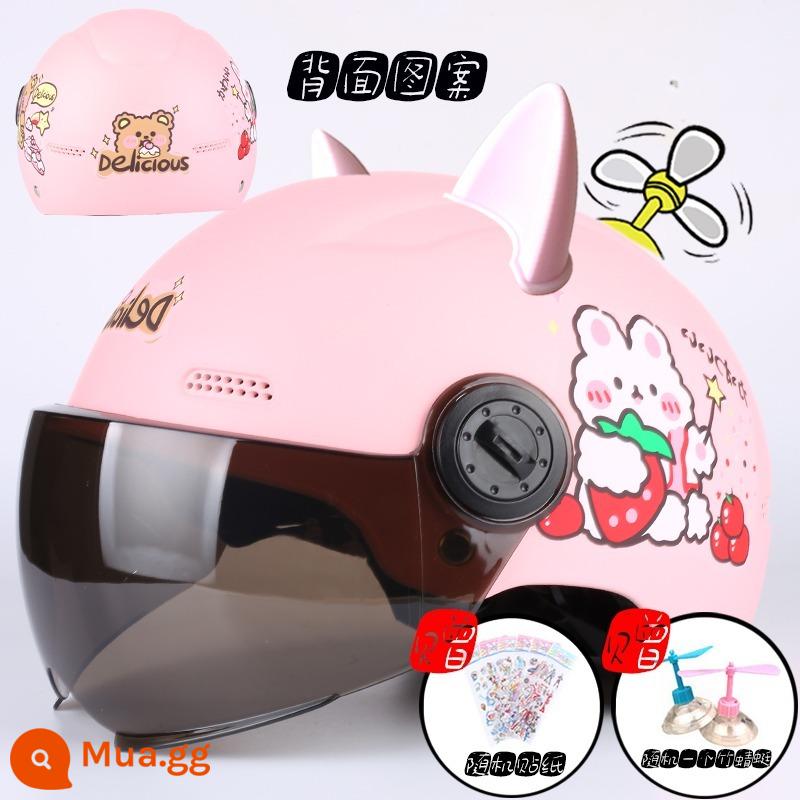 Mũ cứng trẻ em ô tô điện bé trai bé gái 1-6-12 tuổi hai 3 ba 5 bé Altman 7 bốn mùa - Trà Pink D Rabbit-W + Tai Hồng Phù hợp cho bé 2-14 tuổi