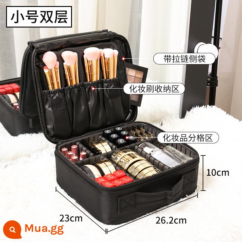 Make -Up Túi lớn -Capacity Nữ lưu trữ di động Model mới 2022 Hộp trang điểm cảm biến cao - ☆Hai lớp nhỏ màu đen [cỡ nhỏ hơn]