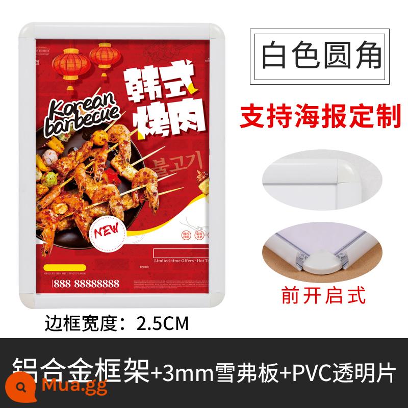 Khung ảnh khung ảnh hợp kim nhôm treo tường giấy chứng nhận a3 khung bên acrylic khung hiển thị thang máy khung áp phích quảng cáo - góc bo tròn màu trắng