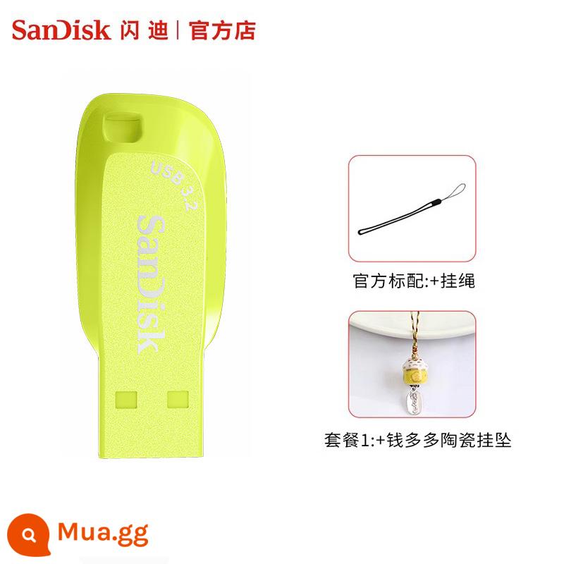 Ổ đĩa flash SanDisk 32G mini dung lượng lớn máy tính sinh viên Ổ USB flash 64G tùy chỉnh Đĩa U văn phòng chính hãng mã hóa 128G - Vàng 32G (giao diện 3.2)