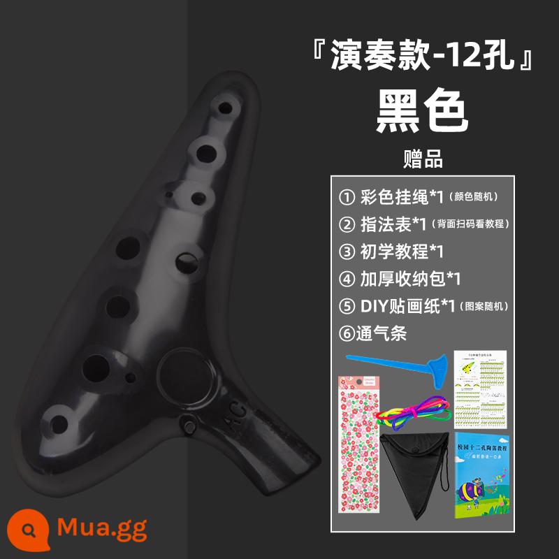 Ve Sầu Vàng Ocarina 12 Lỗ Nhựa Nhựa Alto C Giai Điệu 12 Lỗ AC Giai Điệu Ocarina Chống Rơi Học Sinh Người Mới Bắt Đầu - Phong cách biểu diễn màu đen alto + quà tặng miễn phí + tài liệu giảng dạy + túi + dải thông gió