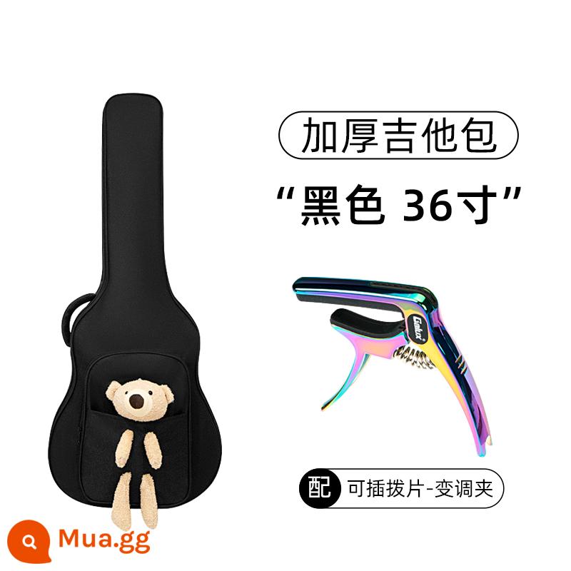 Túi Đựng Đàn Guitar 41 Inch 40 Inch Dân Gian Đàn Guitar Bao Túi Đa Năng 36 Dày Ba Lô Đàn Guitar Túi Bảo Vệ Đàn Piano - 36 inch màu đen huyền bí + nắp capo ba trong một đầy màu sắc