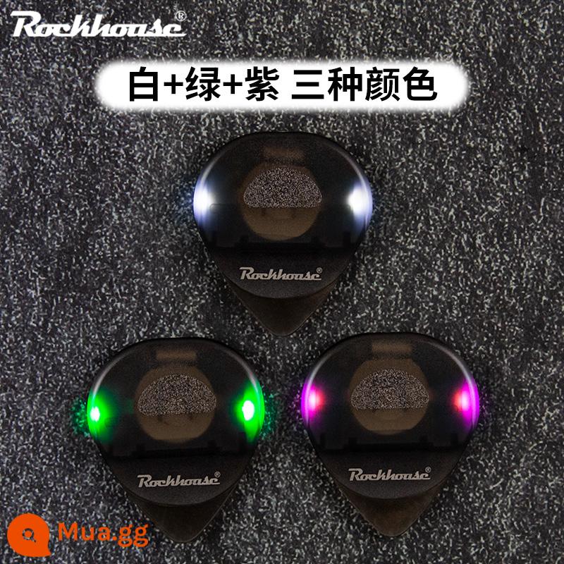 ROCKHOUSEk đàn guitar bass chọn tam giác lớn Pic đèn ngủ LED phát sáng phụ trợ tạo tác mát cảm ứng - [Có thể thay thế pin] Bộ ba trong ba màu