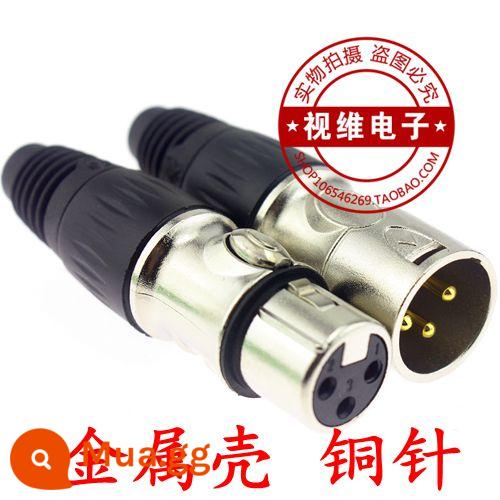 Đầu Canon, Đầu nối micrô, Đầu cắm cân bằng Canon 3 lõi, Đầu cắm nam và nữ Hyun Black mạ vàng Canon, Đầu Canon - Cặp nam nữ màu bạc mới