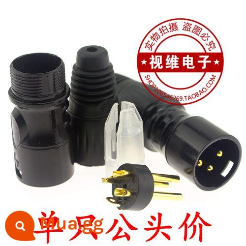 Đầu Canon, Đầu nối micrô, Đầu cắm cân bằng Canon 3 lõi, Đầu cắm nam và nữ Hyun Black mạ vàng Canon, Đầu Canon - Đầu nam đơn màu đen mới