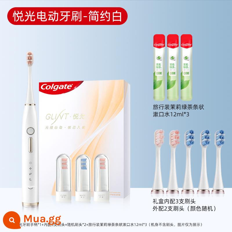 Colgate Gong Jun cùng bàn chải streamer bàn chải đánh răng điện người lớn sonic couple sạc hoàn toàn tự động giá trị cao - Bàn chải điện dòng Yueguang/màu trắng đơn giản (có 5 đầu bàn chải đi kèm)