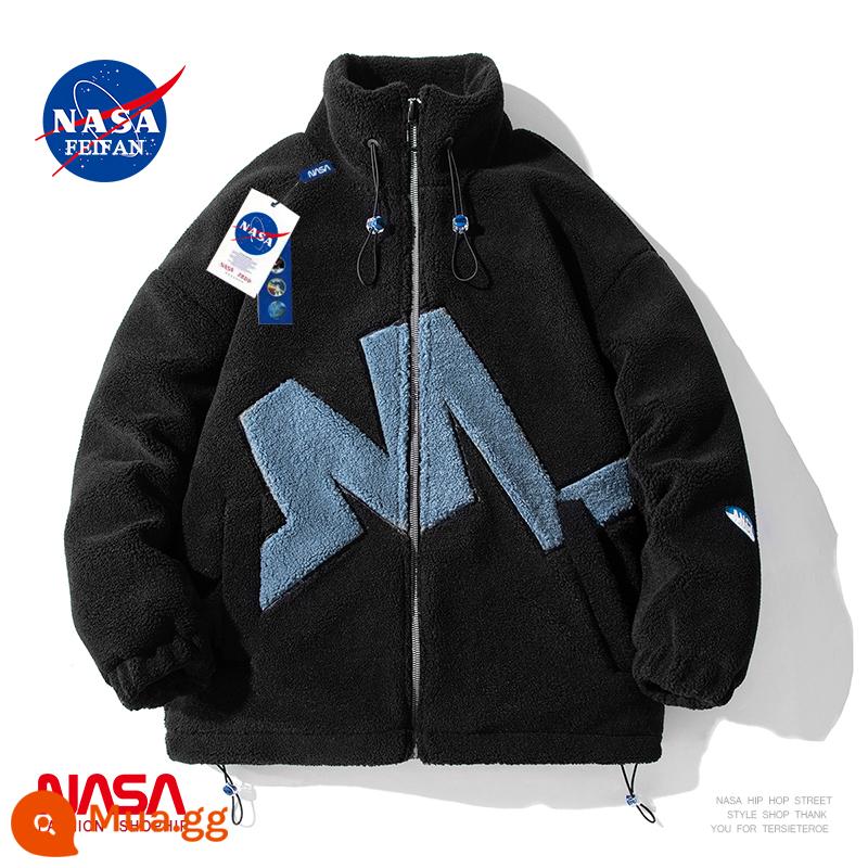 NASA chung Lamb Cashmere County Jacket Winter Plus Velvet Đổ dày Cotton Jacket Loose Tide Tide Tide - FX-8865 màu đen