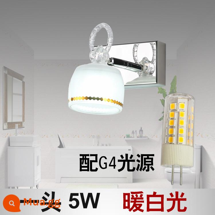 Gương chiếu sáng phía trước phòng bột LED miễn phí đấm thay đồ tối giản hiện đại tiết kiệm năng lượng phòng tắm chống sương mù 2/3/4 đầu đèn chống gỉ - Một đèn vàng 5W