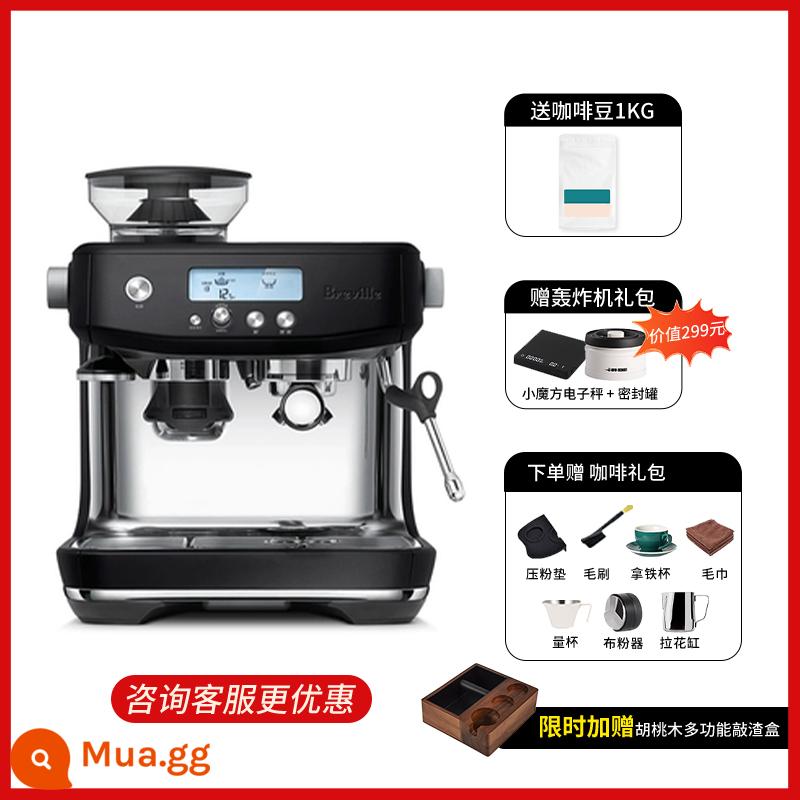 Ngân hàng Quốc gia Platinum Breville BES878 Máy pha cà phê hơi nước Ý bán tự động gia đình xay đậu và bọt sữa 870 - [Ngân hàng Trung Quốc cùng bảo lãnh trong hai năm] Gói B BES 878 Đen