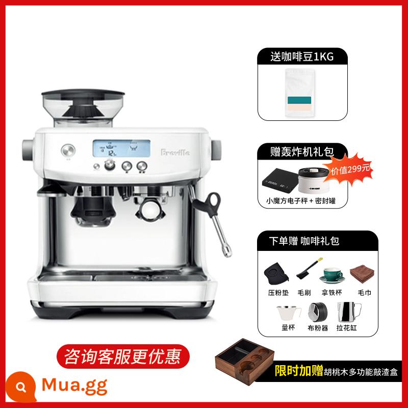 Ngân hàng Quốc gia Platinum Breville BES878 Máy pha cà phê hơi nước Ý bán tự động gia đình xay đậu và bọt sữa 870 - [Ngân hàng Trung Quốc cùng bảo lãnh trong hai năm] BES 878 Sea Salt White Gói B