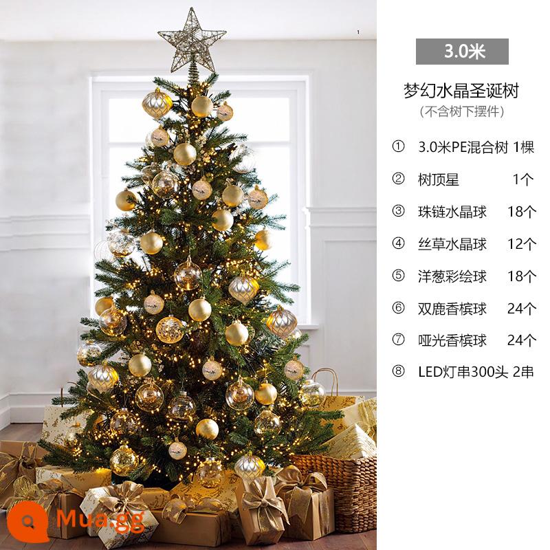 Gói cây thông Noel 1.5/1.8/2.1/3 mét bố trí cảnh trang trí trang trí Giáng sinh quy mô lớn phát sáng tại nhà - Fantasy Crystal 3.0 mét (cây tự động kèm phụ kiện)