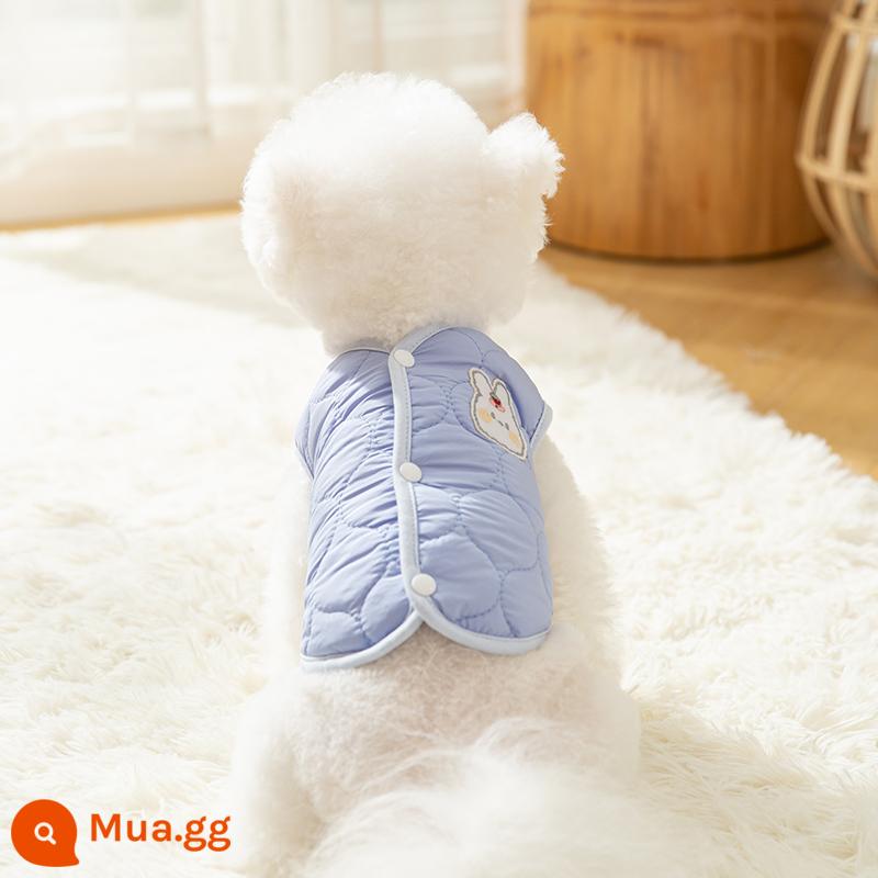 Người nổi tiếng trên mạng con chó con quần áo thu đông vest Teddy Bichon Pomeranian Schnauzer chó nhỏ thú cưng mùa đông ấm áp - Chú thỏ xanh (loại nút quay lại)