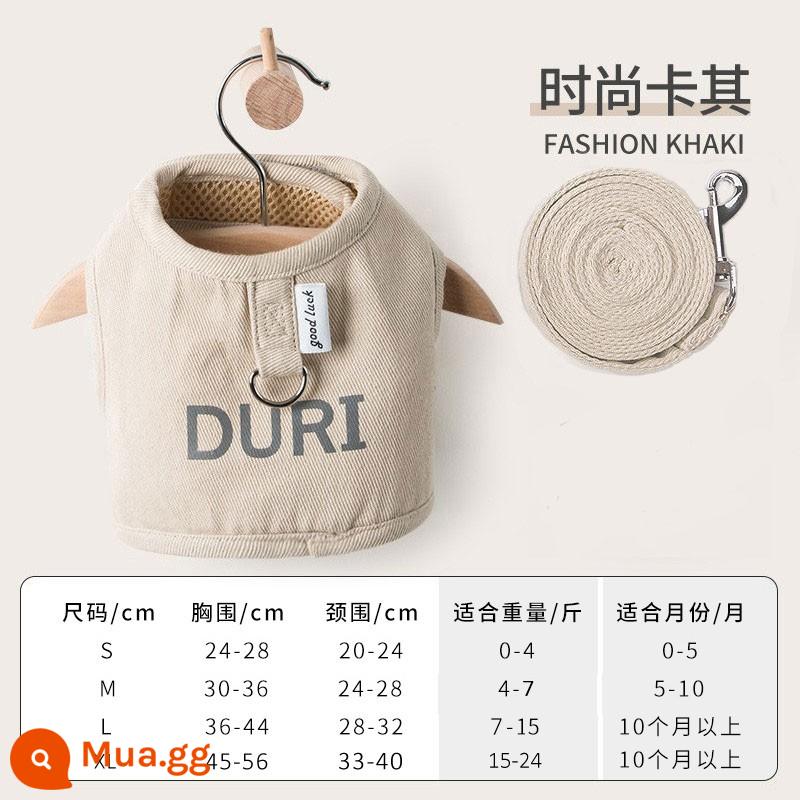 Dây xích chó vest phong cách chó đi bộ dây nhỏ và vừa cho chó ngực lưng mèo dây chống ly khai đồ dùng cho thú cưng - Màu trà sữa giản dị