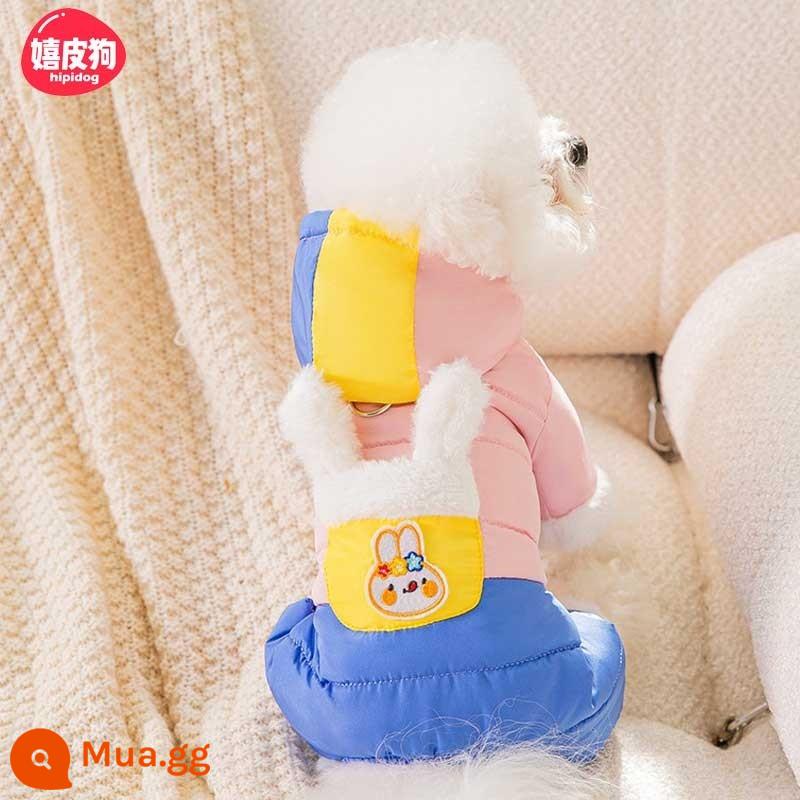 Bốn chân cotton lông con chó con quần áo mùa đông Teddy Bichon mèo Schnauzer Pomeranian chó nhỏ thú cưng mô hình mùa thu và mùa đông - thỏ hồng