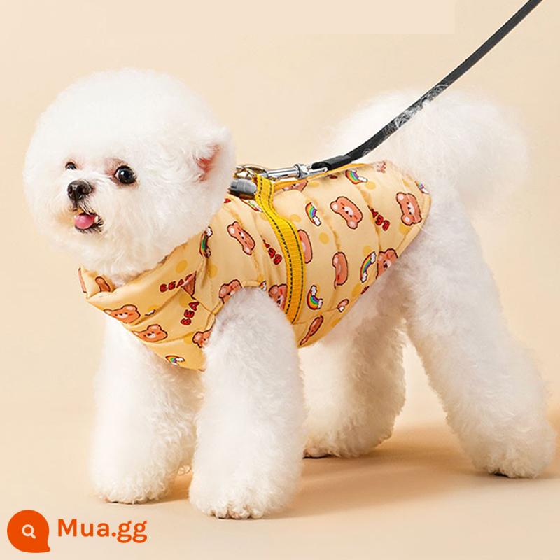 Người nổi tiếng trên mạng con chó con quần áo thu đông vest Teddy Bichon Pomeranian Schnauzer chó nhỏ thú cưng mùa đông ấm áp - Gấu nâu (có thể kéo được)