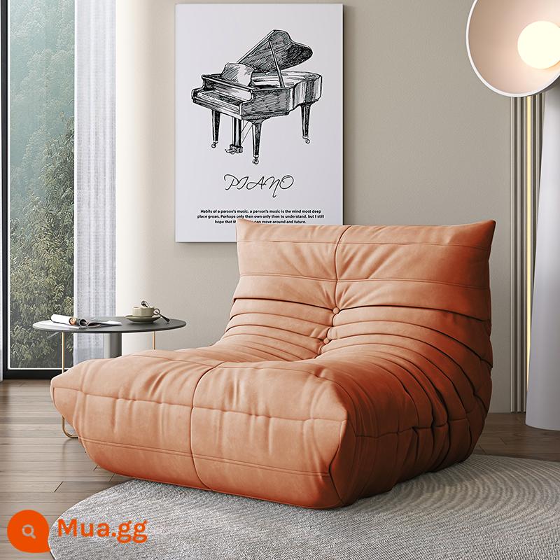 Sofa lười có thể nằm và ngủ sofa sâu bướm ban công chiếu tatami sofa phòng ngủ nhỏ sofa đơn ghế lười - Cam [da lộn nhập khẩu]