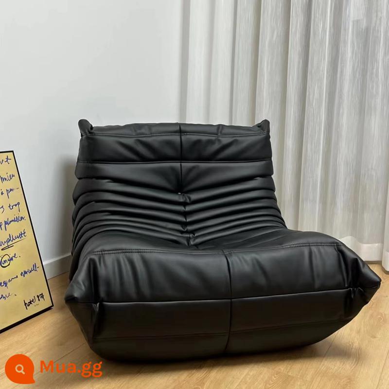 Sofa lười có thể nằm và ngủ sofa sâu bướm ban công chiếu tatami sofa phòng ngủ nhỏ sofa đơn ghế lười - Đen [da vi sợi]