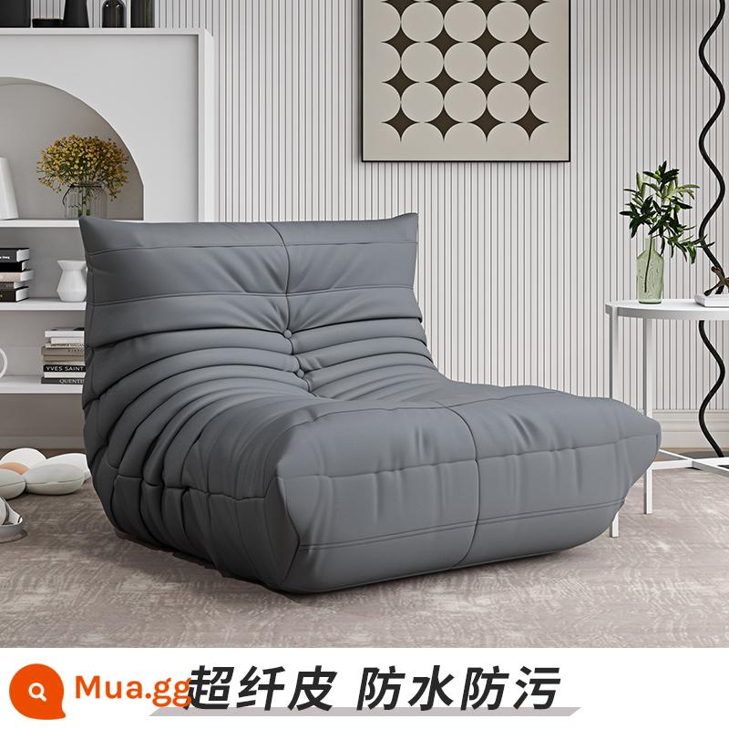 Sofa lười có thể nằm và ngủ sofa sâu bướm ban công chiếu tatami sofa phòng ngủ nhỏ sofa đơn ghế lười - Màu xám [da vi sợi]