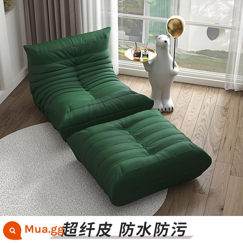 Sofa lười có thể nằm và ngủ sofa sâu bướm ban công chiếu tatami sofa phòng ngủ nhỏ sofa đơn ghế lười - Màu xanh đậm [da sợi nhỏ] + bàn đạp