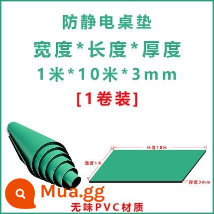 Thảm trải bàn chống tĩnh điện cao su xanh thảm cao su chống trượt chịu nhiệt độ cao thảm trải bàn phòng thí nghiệm khăn trải bàn sửa chữa thảm trải bàn - Cuộn đầy đủ 1,0m * 10m * 3 mm màu xanh lá cây và đen