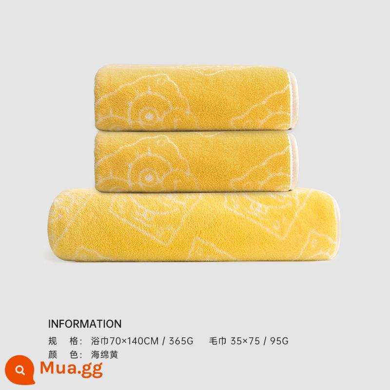 Khăn tắm kháng khuẩn Sanli SpongeBob Gia dụng nữ Thấm nước cho trẻ em hơn Cotton nguyên chất Khăn nam khô nhanh Khăn lông cừu san hô Nam - [Phong cách in] Xốp màu vàng (1 khăn tắm + 2 khăn)