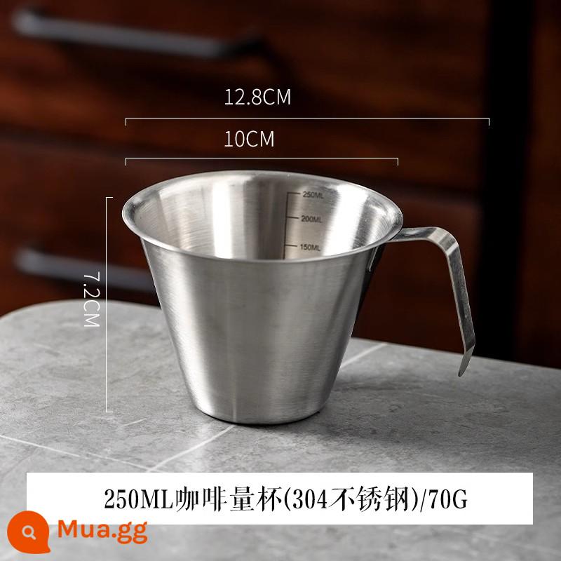 Kawashimaya Cà Phê Thủy Tinh Có Quy Mô Ý Chiết Xuất Cốc Tay Cầm Bằng Gỗ Sữa Bắn Ounce Cup - Cốc đong cà phê 250ML (thép không gỉ 304)