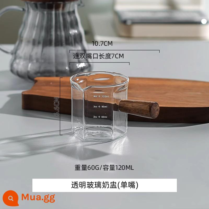 Kawashimaya Cà Phê Thủy Tinh Có Quy Mô Ý Chiết Xuất Cốc Tay Cầm Bằng Gỗ Sữa Bắn Ounce Cup - Cốc sữa thủy tinh trong suốt (vòi đơn)