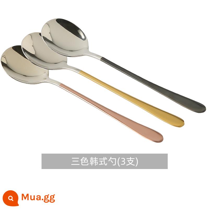 Muỗng inox 304 Kawashima House gia dụng cao cấp thìa ăn bibimbap Hàn Quốc thìa canh cán dài thìa múc súp thìa để bàn - Thìa Hàn Quốc ba màu (3 chiếc)