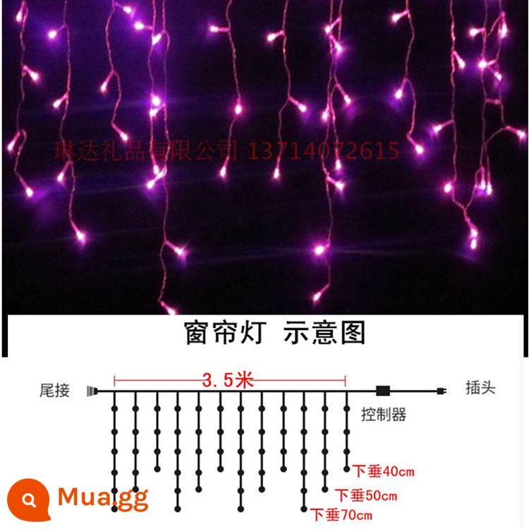 Tiêu Chuẩn Hoa Kỳ 110V Cắm Đèn LED Đèn Ngôi Sao Dây Băng Thanh Rèm Đèn Thác Treo Đèn Ngày Lễ Giáng Sinh đèn Trang Trí 3 - Model bộ nhớ nâng cấp có đèn hồng