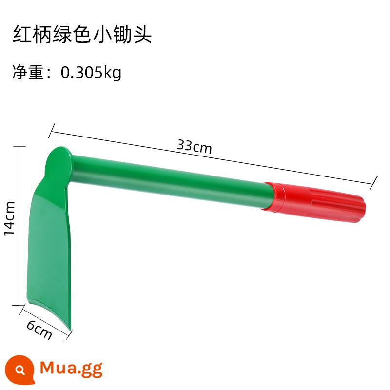 Cuốc nhỏ hoàn toàn bằng thép để trồng rau và hoa, làm cỏ gia đình đa năng, làm vườn và cày nông nghiệp, cải tạo đất và dụng cụ làm vườn. - Cuốc thép mangan màu xanh lá cây dùng một lần có tay cầm màu đỏ