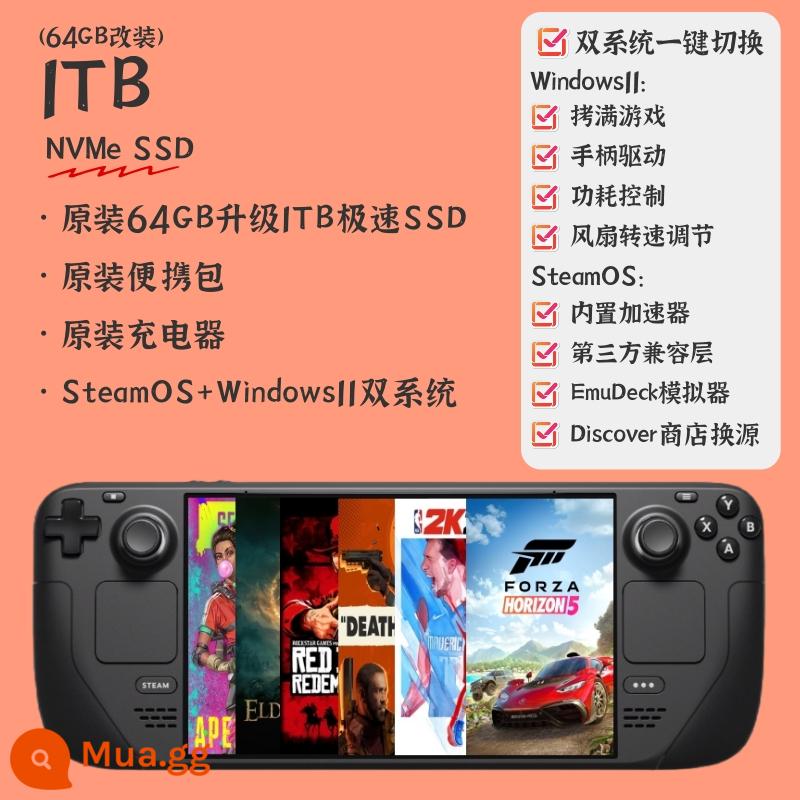 SteamDeck hệ thống kép cửa sổ di động bảng điều khiển trò chơi cầm tay đầy đủ ban đầu tại chỗ ban đầu được gửi SF Express trong cùng ngày - Nâng cấp tại chỗ 64GB lên trạng thái rắn 1TB + hệ thống kép