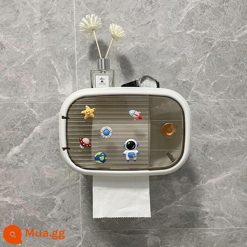 Phòng trang điểm hộp đựng khăn giấy đục lỗ kệ hoạt hình toilet chống nước treo tường nhà tắm cuộn giấy vệ sinh giấy vệ sinh hộp giấy vệ sinh có thể chiết xuất - Một lớp-Yabai-Phi hành gia