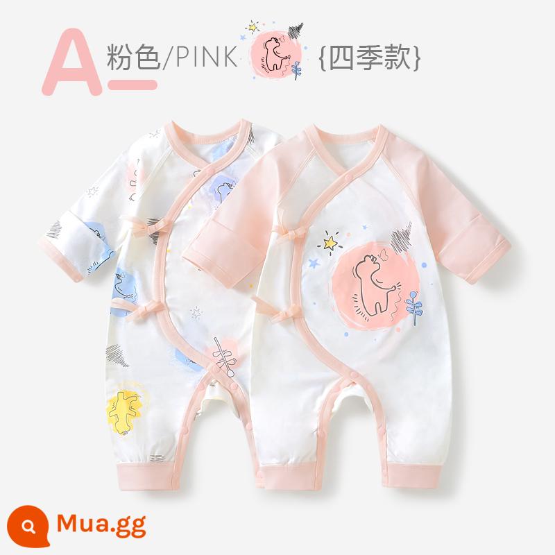 Tongtai sơ sinh quần áo cotton nguyên chất sơ sinh nhà sư quần áo bé jumpsuit quần lót mùa thu đông không xương - Gói A-Powder-Bốn Mùa-2