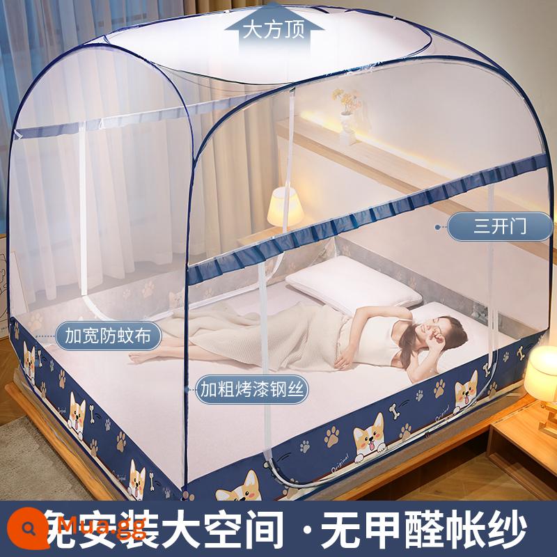 Màn chống muỗi home 2022 mới kiểu wg yurt chống rơi miễn phí lắp đặt màn chống muỗi new bed lều 1.5 m 2 - Little Corgi [Ba Cửa·Đầy Đáy]