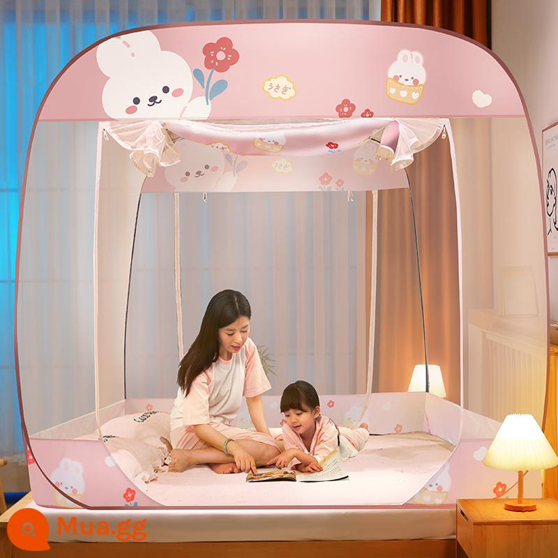 Mới cài đặt miễn phí màn chống muỗi hộ gia đình mô hình yurt tài khoản trẻ em chống thả cô gái được mã hóa chống muỗi - Thỏ Hoa [Ba Cửa] [Không cần cài đặt · Không gian rộng · Chống rơi cho bé]