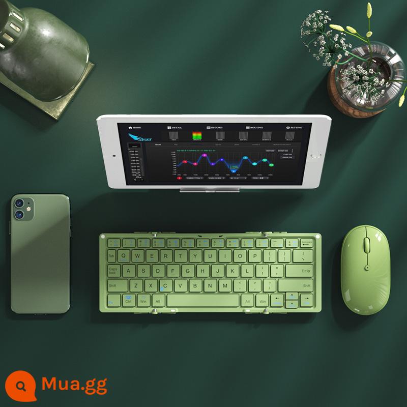 [Trực tiếp chính thức của Flagship] BOW Hangshi Folding Bluetooth Keyboard Mouse Set Máy tính xách tay bên ngoài Apple Mobile Tablet Universal iPad Typing Special Portable Mini - Avocado Green [Bộ bàn phím và chuột]