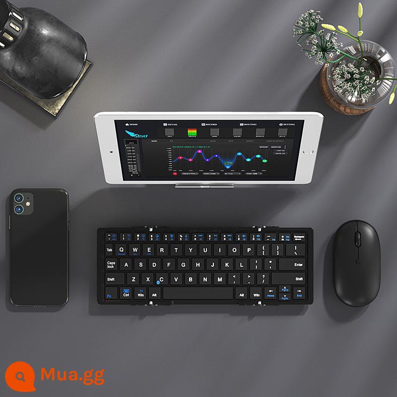 [Trực tiếp chính thức của Flagship] BOW Hangshi Folding Bluetooth Keyboard Mouse Set Máy tính xách tay bên ngoài Apple Mobile Tablet Universal iPad Typing Special Portable Mini - Gentleman Black [Bộ bàn phím và chuột]