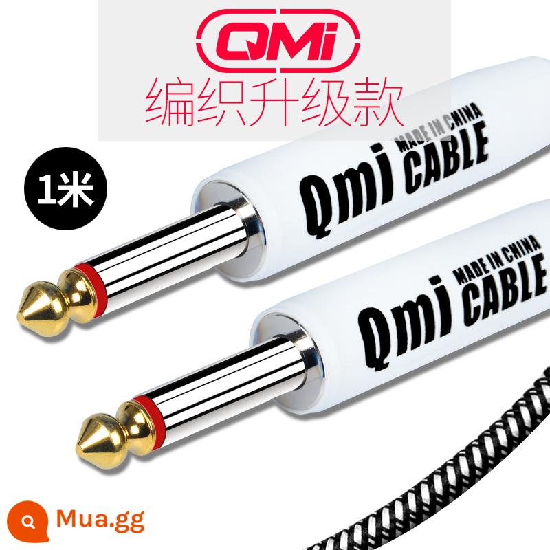 Qmi đàn guitar điện cáp 2 3 6 10 20 mét cáp âm thanh loa bass hộp điện nhạc cụ bằng gỗ giảm tiếng ồn - 1 mét nâng cấp màu đen và trắng