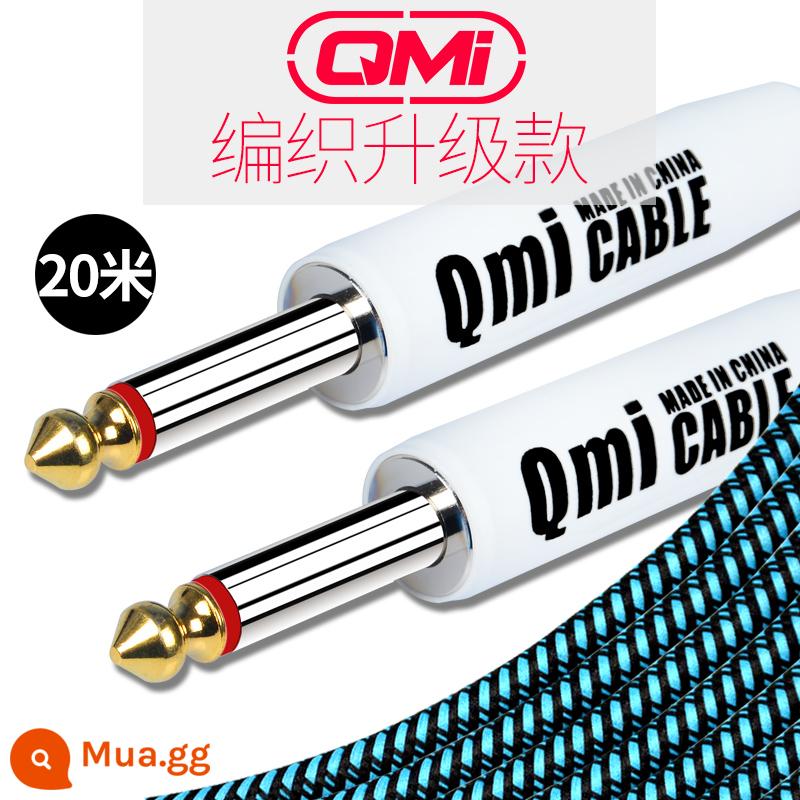 Qmi đàn guitar điện cáp 2 3 6 10 20 mét cáp âm thanh loa bass hộp điện nhạc cụ bằng gỗ giảm tiếng ồn - 20m nâng cấp màu xanh và đen