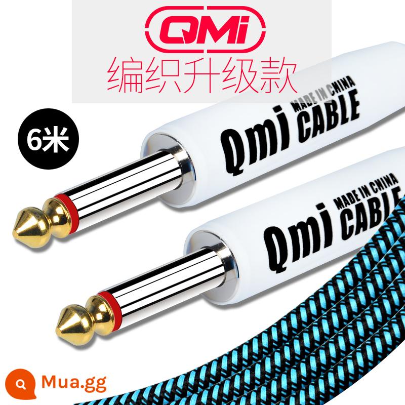 Qmi đàn guitar điện cáp 2 3 6 10 20 mét cáp âm thanh loa bass hộp điện nhạc cụ bằng gỗ giảm tiếng ồn - 6m nâng cấp màu xanh và đen