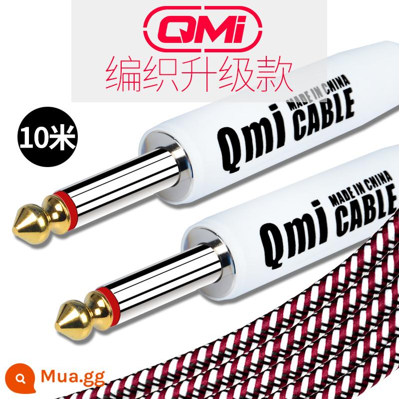 Qmi đàn guitar điện cáp 2 3 6 10 20 mét cáp âm thanh loa bass hộp điện nhạc cụ bằng gỗ giảm tiếng ồn - 10m nâng cấp màu đỏ và trắng