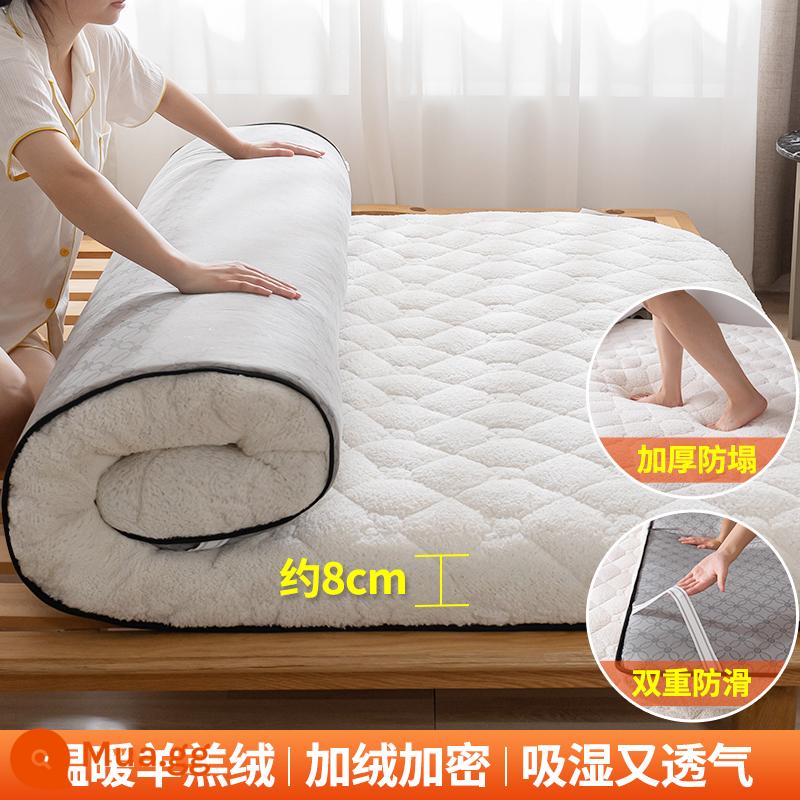 Lamb Fatementents Đệm đệm Catron dày Catron Háng mùa đông Sinh viên Ký túc xá Single Sponge Tatami - Độ dày được nâng cấp - màu trắng [sherpa ấm áp, ấm áp khi chạm vào]