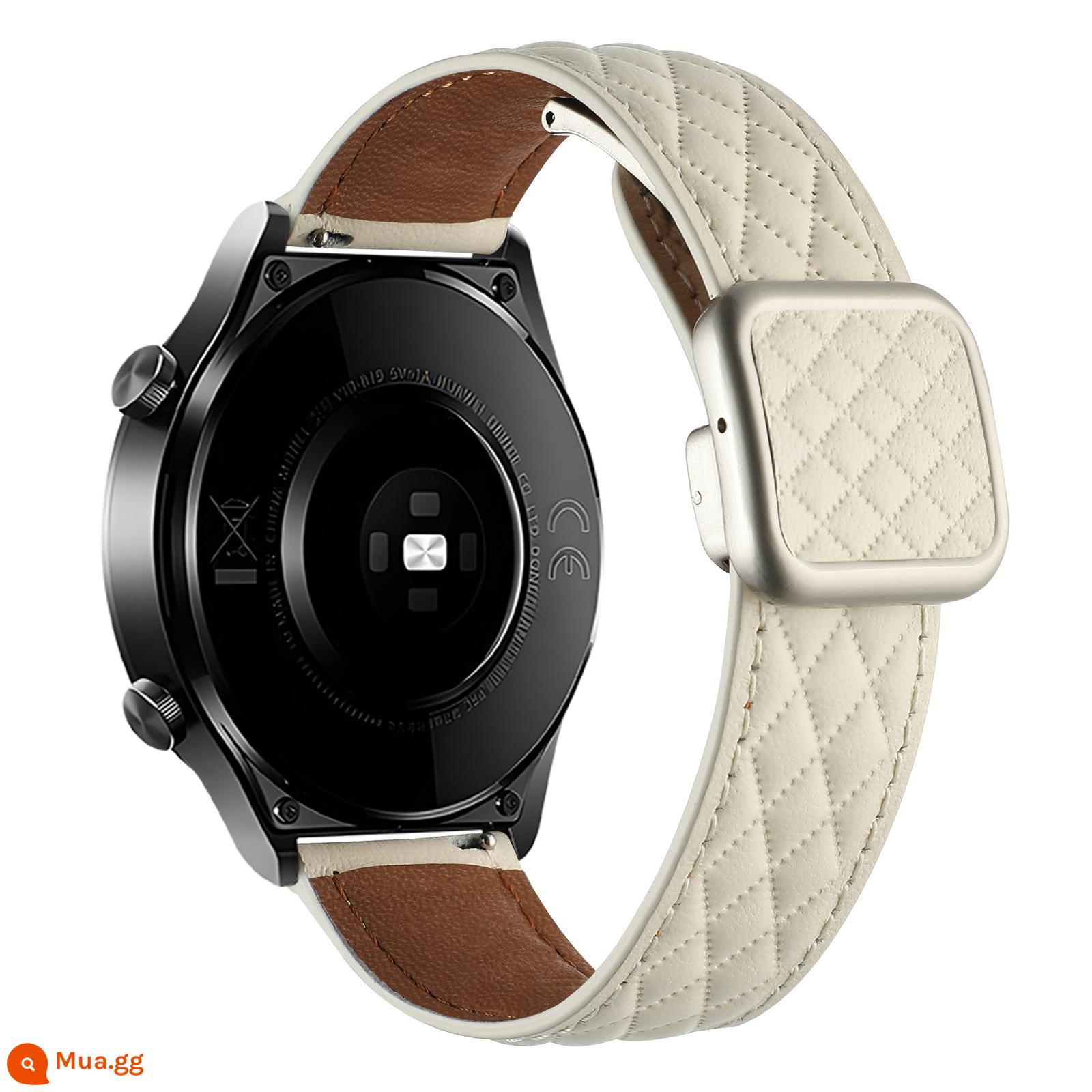 Thích hợp cho Huawei GT4/Watch4/pro vuông khóa hình thoi dây đeo da cừu GT3 đồng hồ GT2 gấp từ tính - Mẫu hình thoi nút vuông—(màu trắng nhạt)