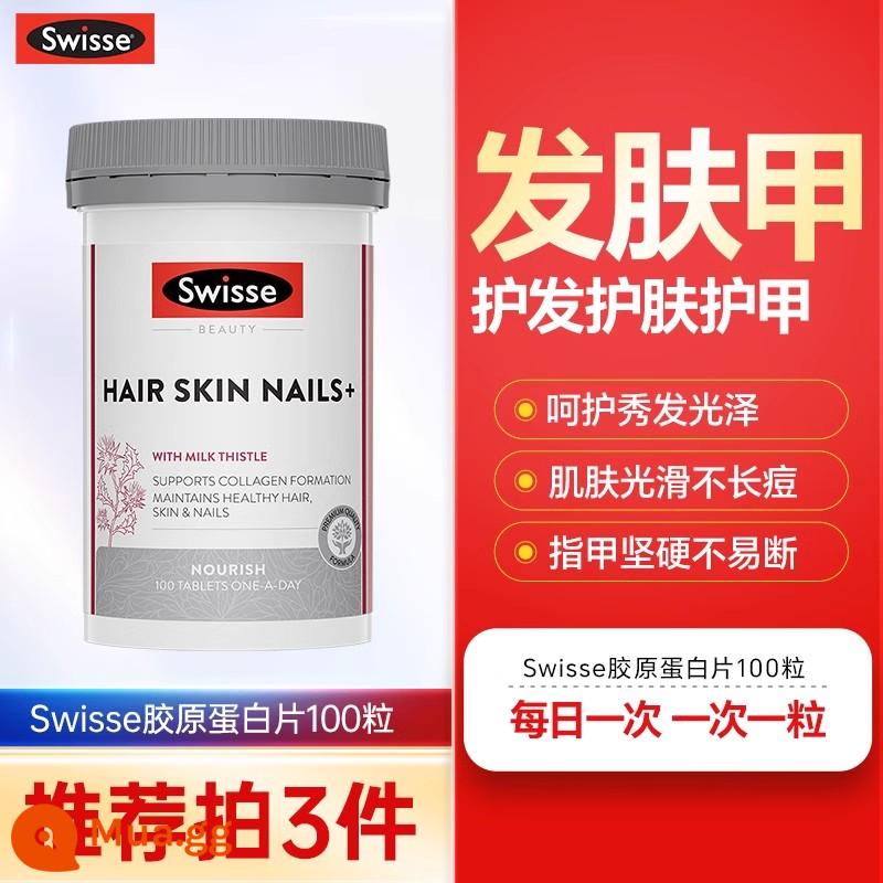 Vitamin Swisse cải thiện khả năng miễn dịch phức tạp của phụ nữ và tăng cường sức đề kháng thể chất đối với bệnh cúm Tmall International - [Da đàn hồi, tóc bóng mượt] Viên uống Swisse Collagen 100 viên