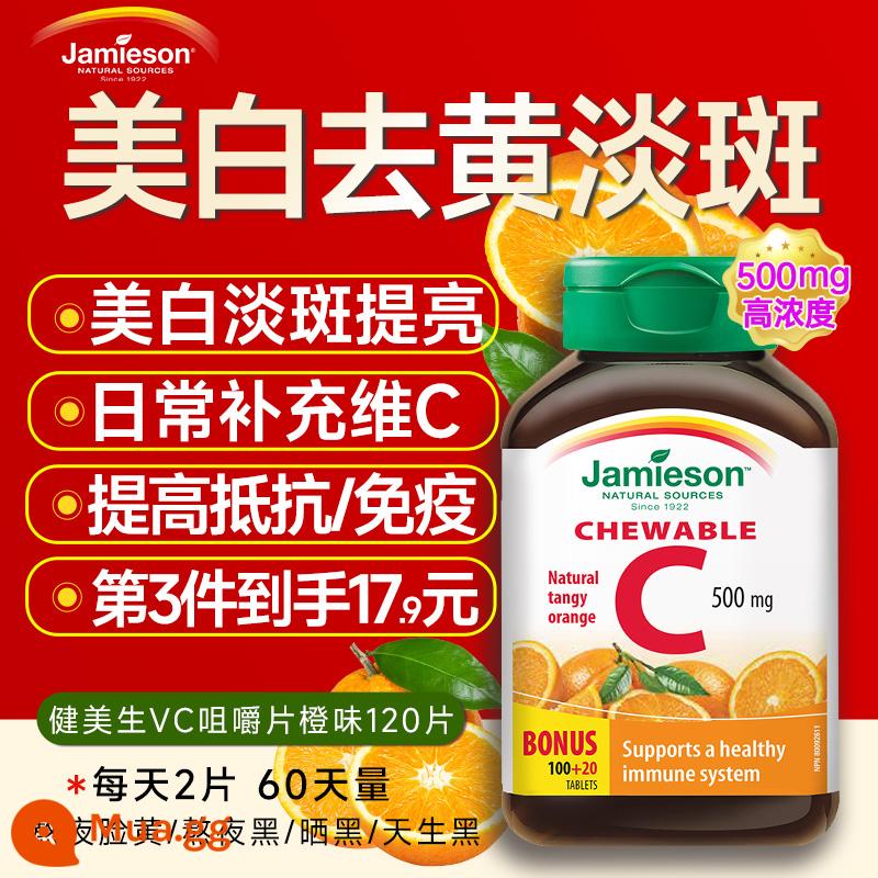 Vitamin C làm trắng và làm sáng vết thâm và vết mụn VC viên thể hình làm trắng răng miệng viên nhai vitamin C jamieson - Hương cam ngọt ngào- [Món thứ 3 17,9 nhân dân tệ] Cải thiện khả năng miễn dịch và tăng cường sức đề kháng