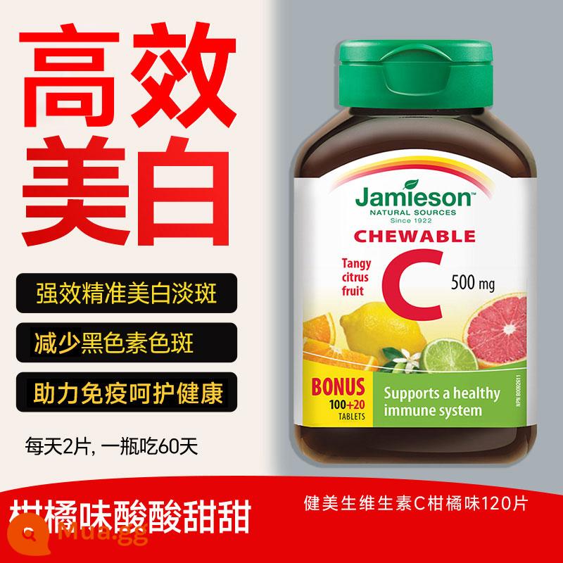 Vitamin C làm trắng và làm sáng vết thâm và vết mụn VC viên thể hình làm trắng răng miệng viên nhai vitamin C jamieson - [Hương cam quýt] Làm trắng và miễn dịch mạnh mẽ [Làm trắng mạnh mẽ, làm mờ vết thâm, loại bỏ mụn trứng cá, vitamin C 120 viên].